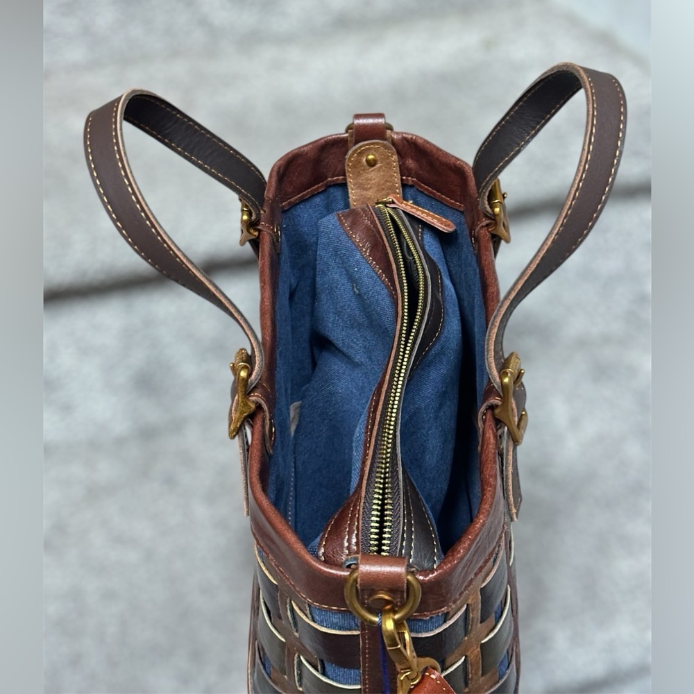 NEW Amerileather Dorgon Leather Rainbow Bucket/Basket Handbag (#1280-9) - Picture 5 of 9